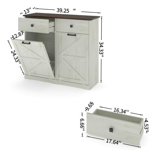Tilt Out Trash Can Cabinet with Drawer T552