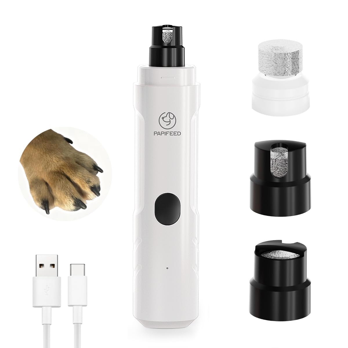 Ultra Quiet 3-Speed Rechargeable Dog Nail Grinder with LED Light A336184