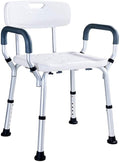 Padded Seat Transfer Bench, Bath Stools, Shower Chair with Arms and Back W3204