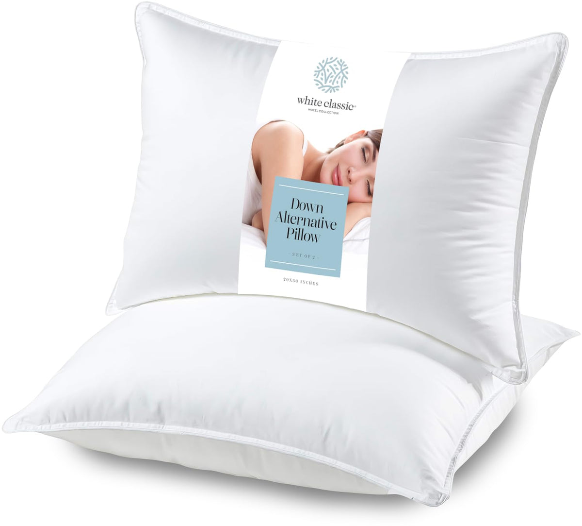 White 2 Pack King Size Down Alternative Bed Pillows Y992