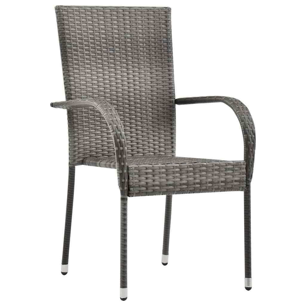 Grey Poly Rattan Stacking Patio Chairs T32058