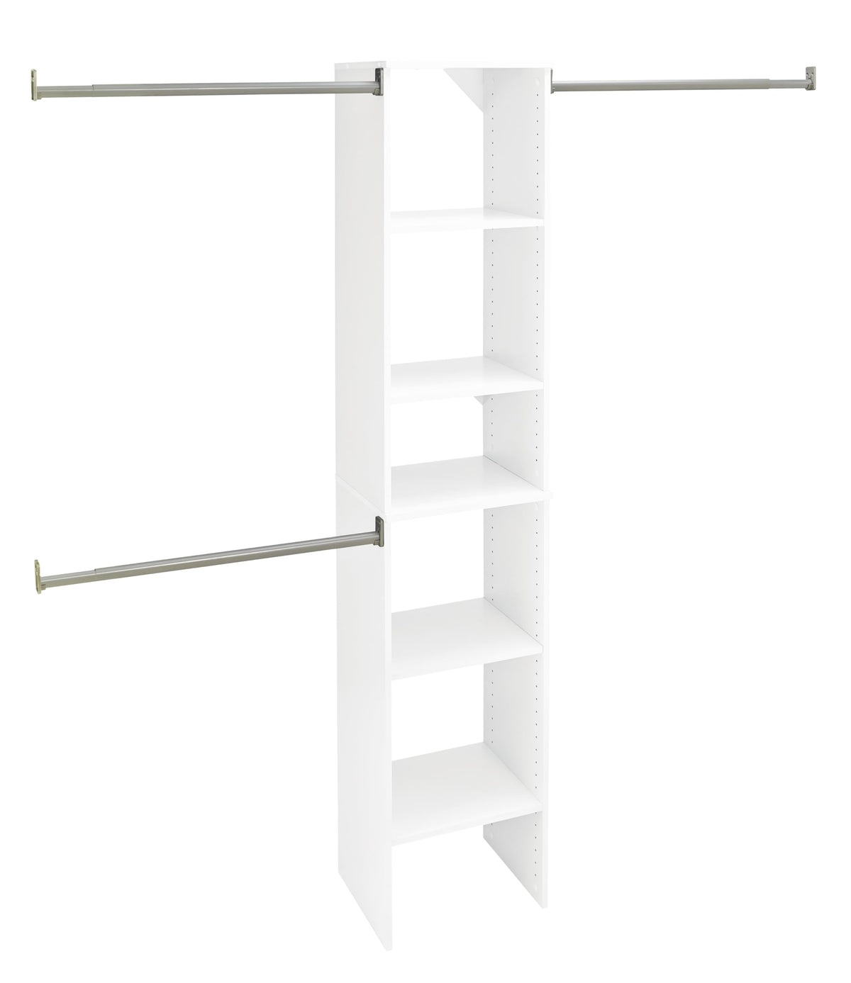 Small Closet Organizer Starter Kit with Tower and 3 Hang Rods, Pure White M3492