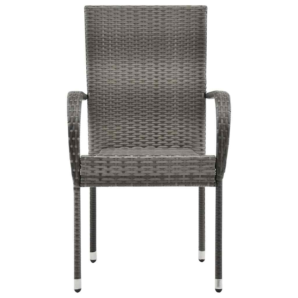 Grey Poly Rattan Stacking Patio Chairs T32058