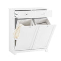 White Laundry Hamper Cabinet with 2 Baskets J13167