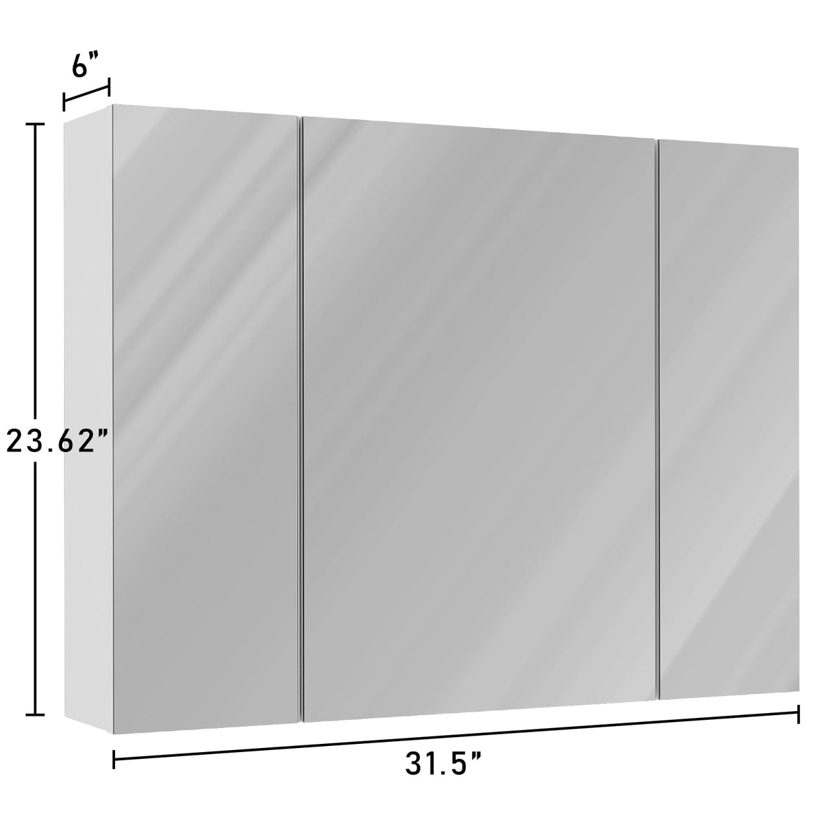 White 3 Door Bathroom Mirror Cabinet with Adjustable Shelves X4221