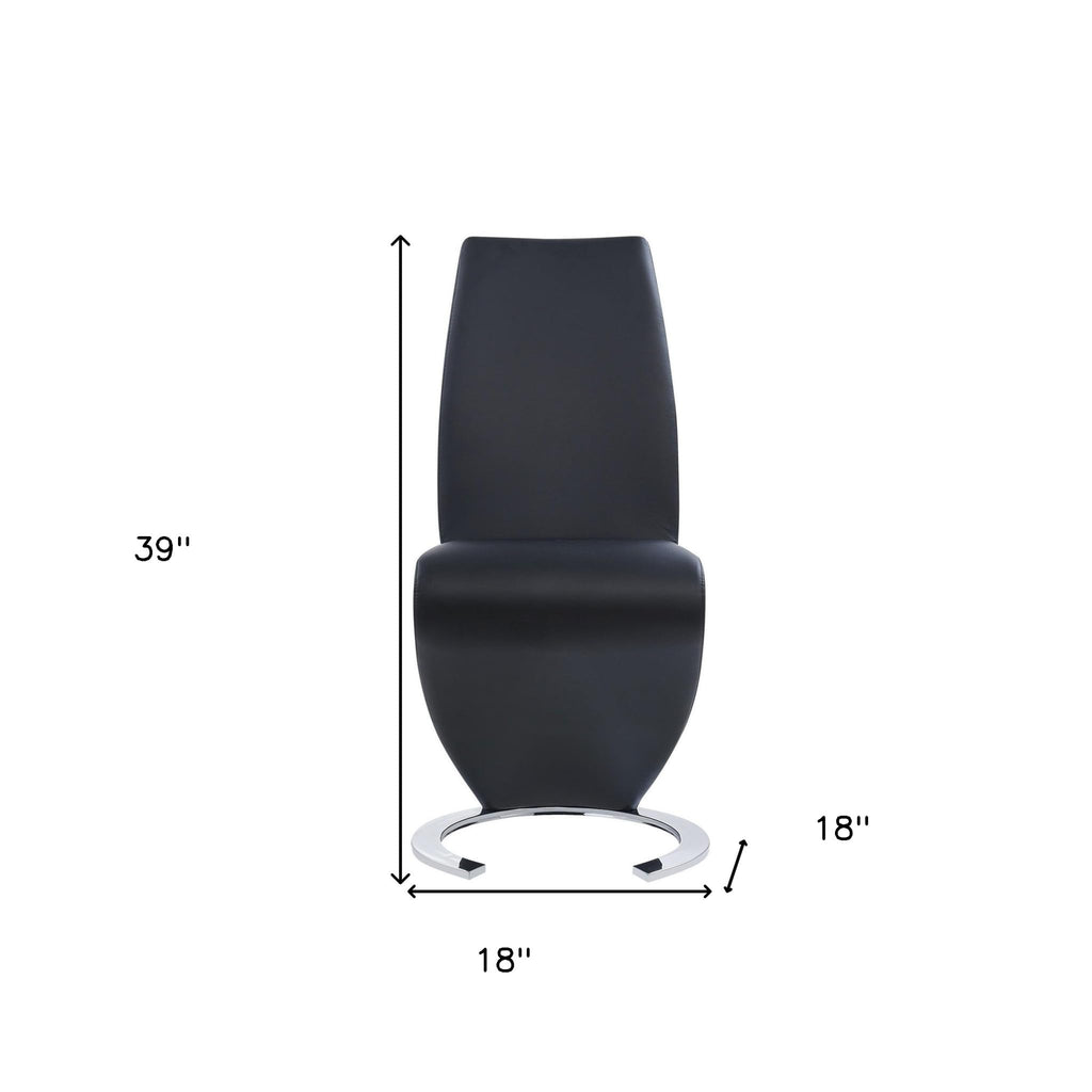 Set of Two Black and Silver Faux Leather Dining Chairs I175294