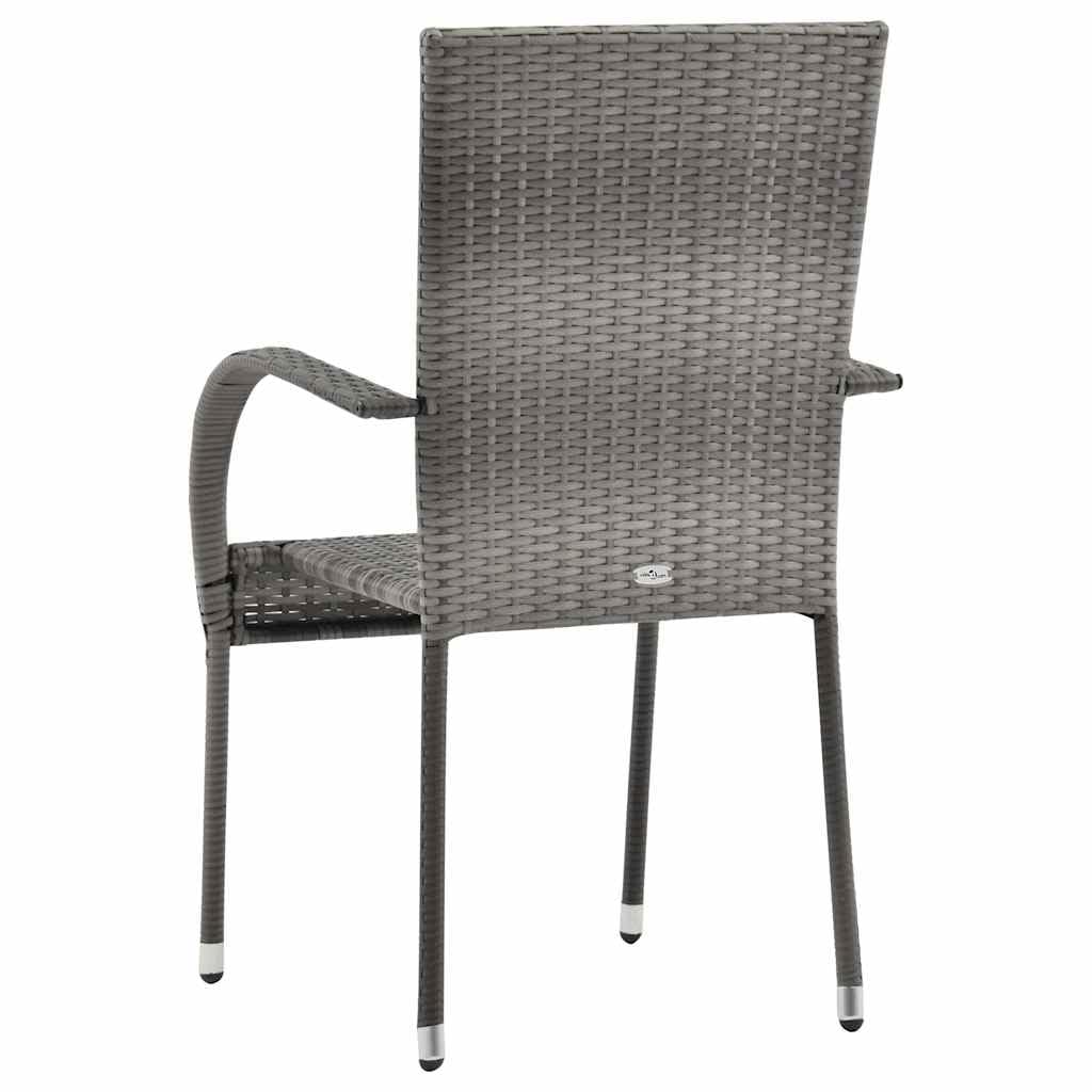 Grey Poly Rattan Stacking Patio Chairs T32058