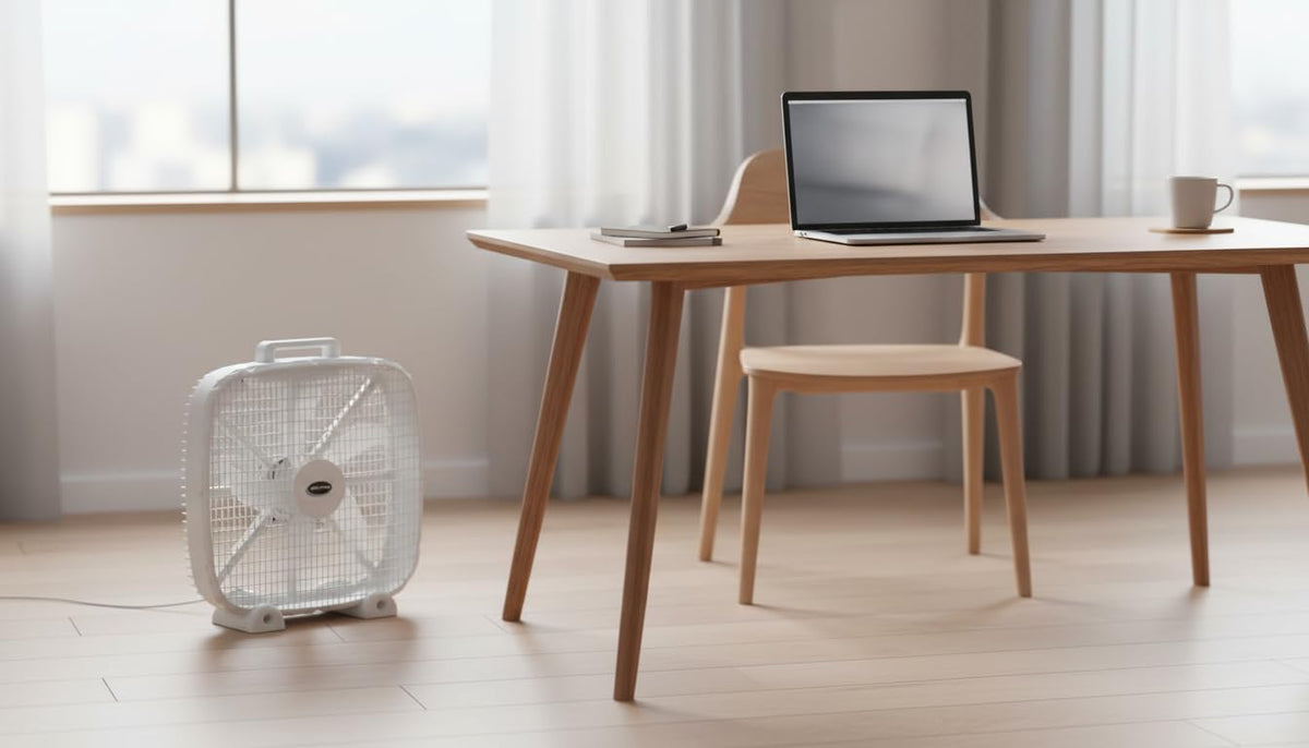 3-Speed Box Fan with Carry Handle, 5 Blades, 20-Inch, White D54288