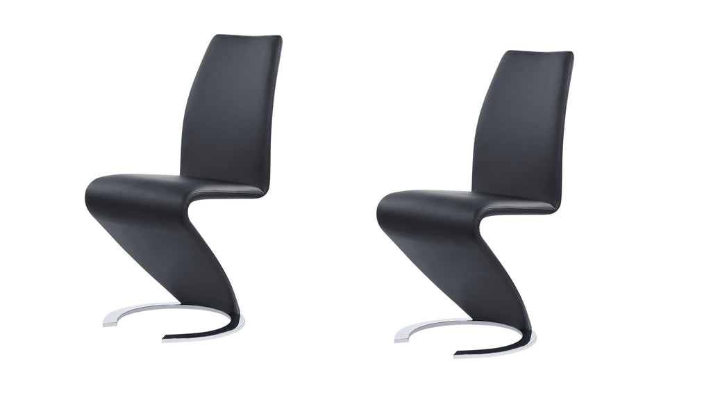 Set of Two Black and Silver Faux Leather Dining Chairs I175294