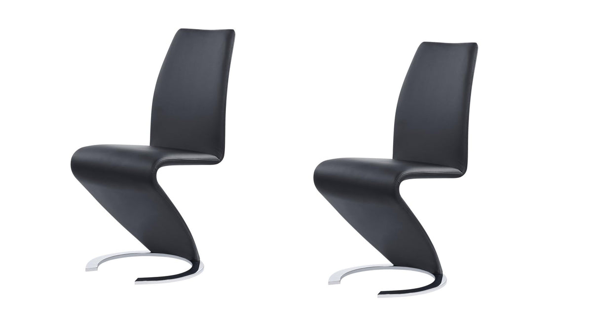 Set of Two Black and Silver Faux Leather Dining Chairs I175294