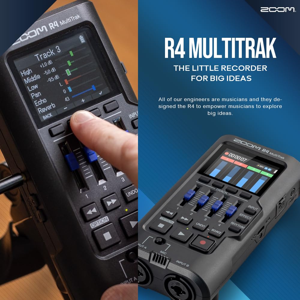 32-Bit Float 4-Track Recorder with Dual XLR/TS Inputs and Built-In Mic H400