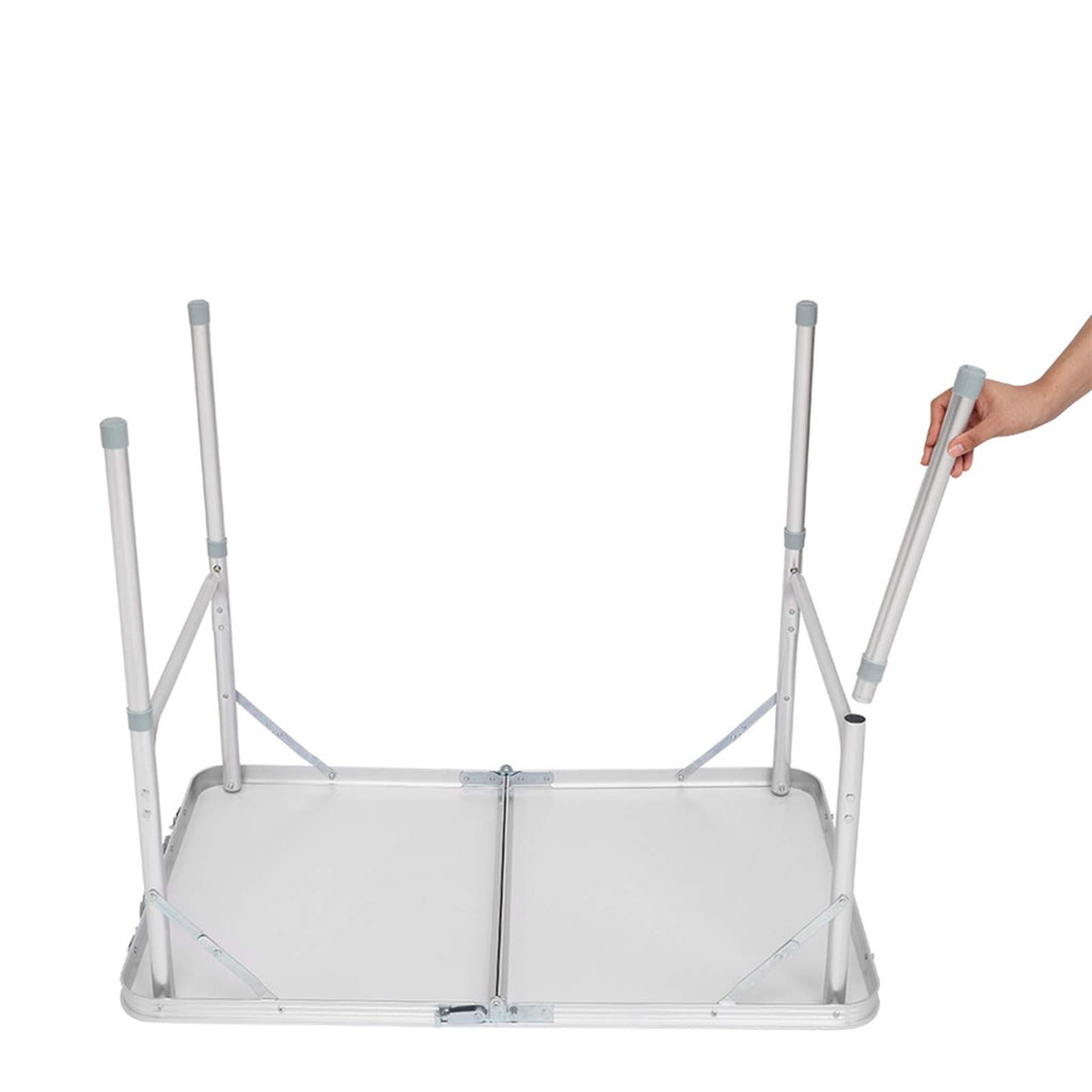 Aluminum Portable Folding Camping Table Adjustable Height Lightweight White S214