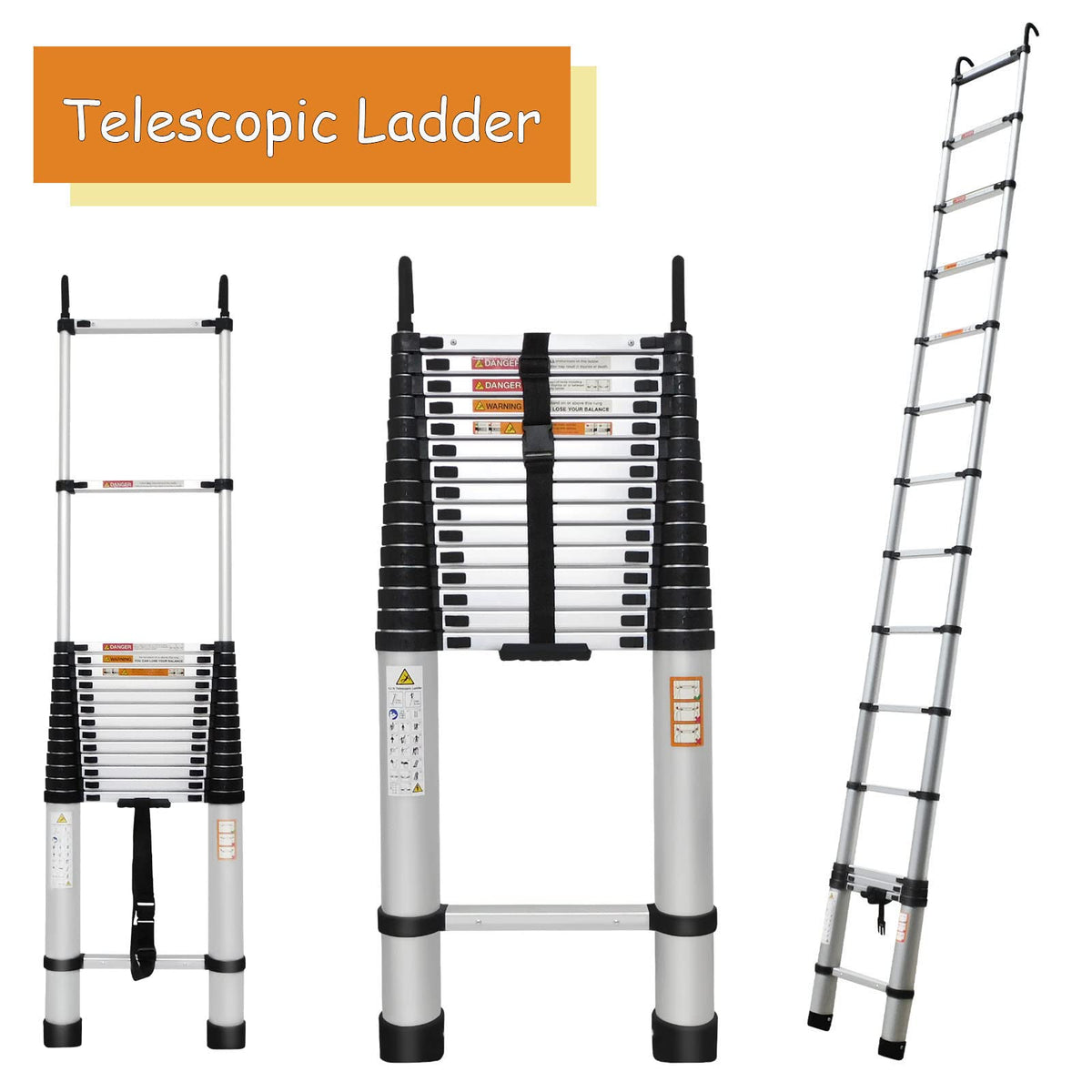 20.3ft Aluminum Telescoping Ladder 330lbs P156