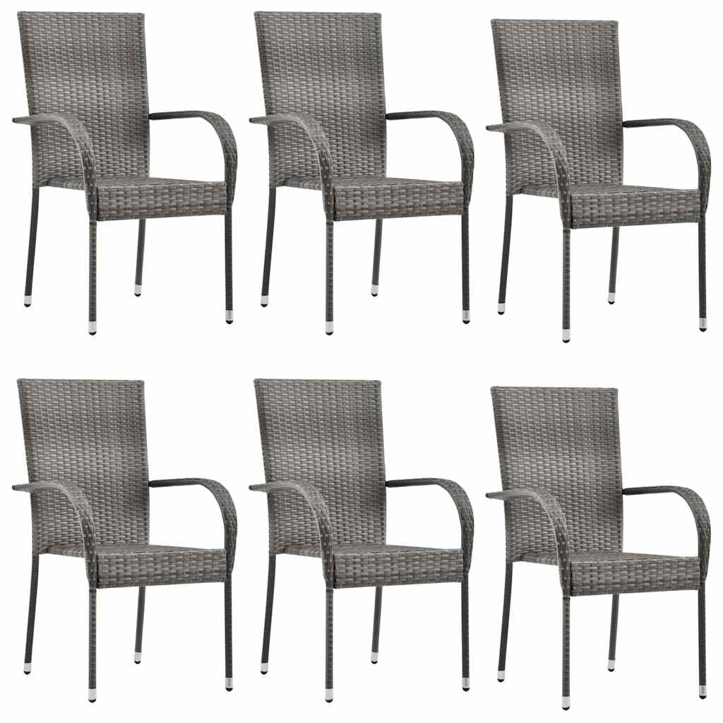 Grey Poly Rattan Stacking Patio Chairs T32058