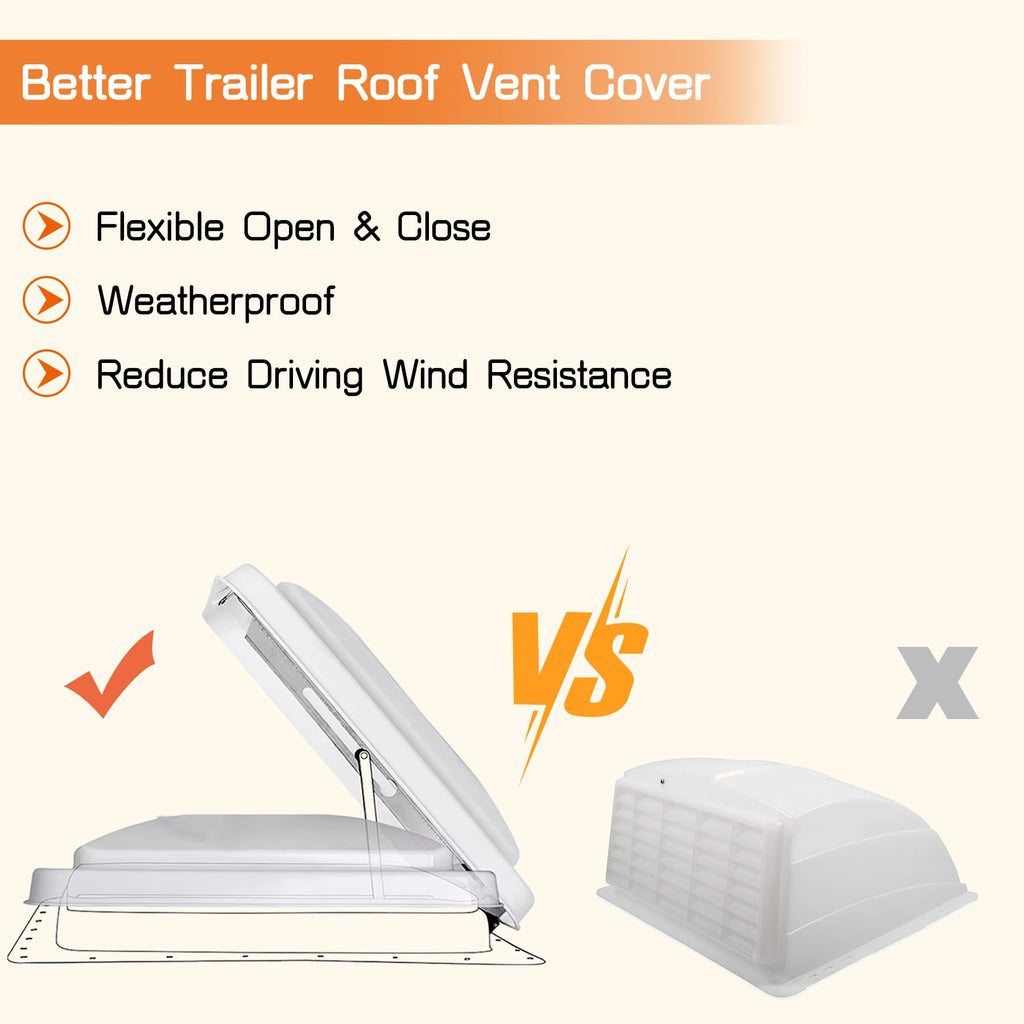 14" White Plastic Square RV Roof Vent Cover V4416