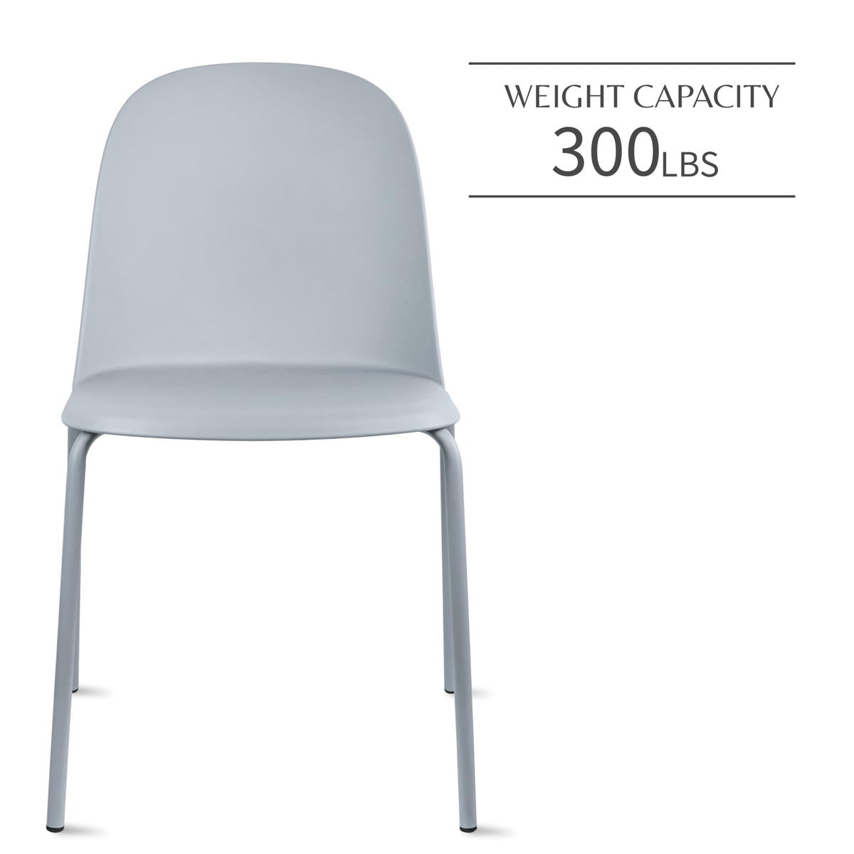 Grey Plastic Dining Chair with Metal Legs H7632