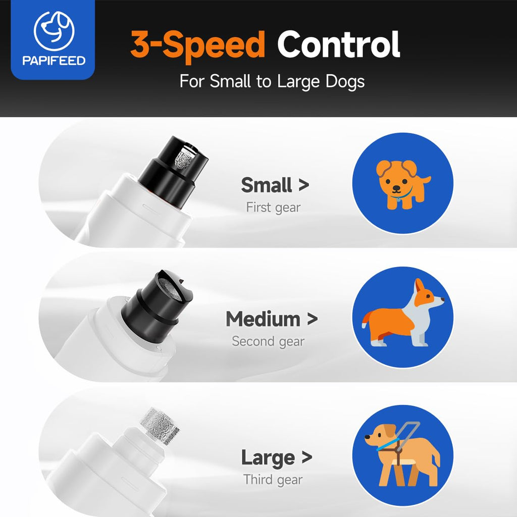 Ultra Quiet 3-Speed Rechargeable Dog Nail Grinder with LED Light A336184