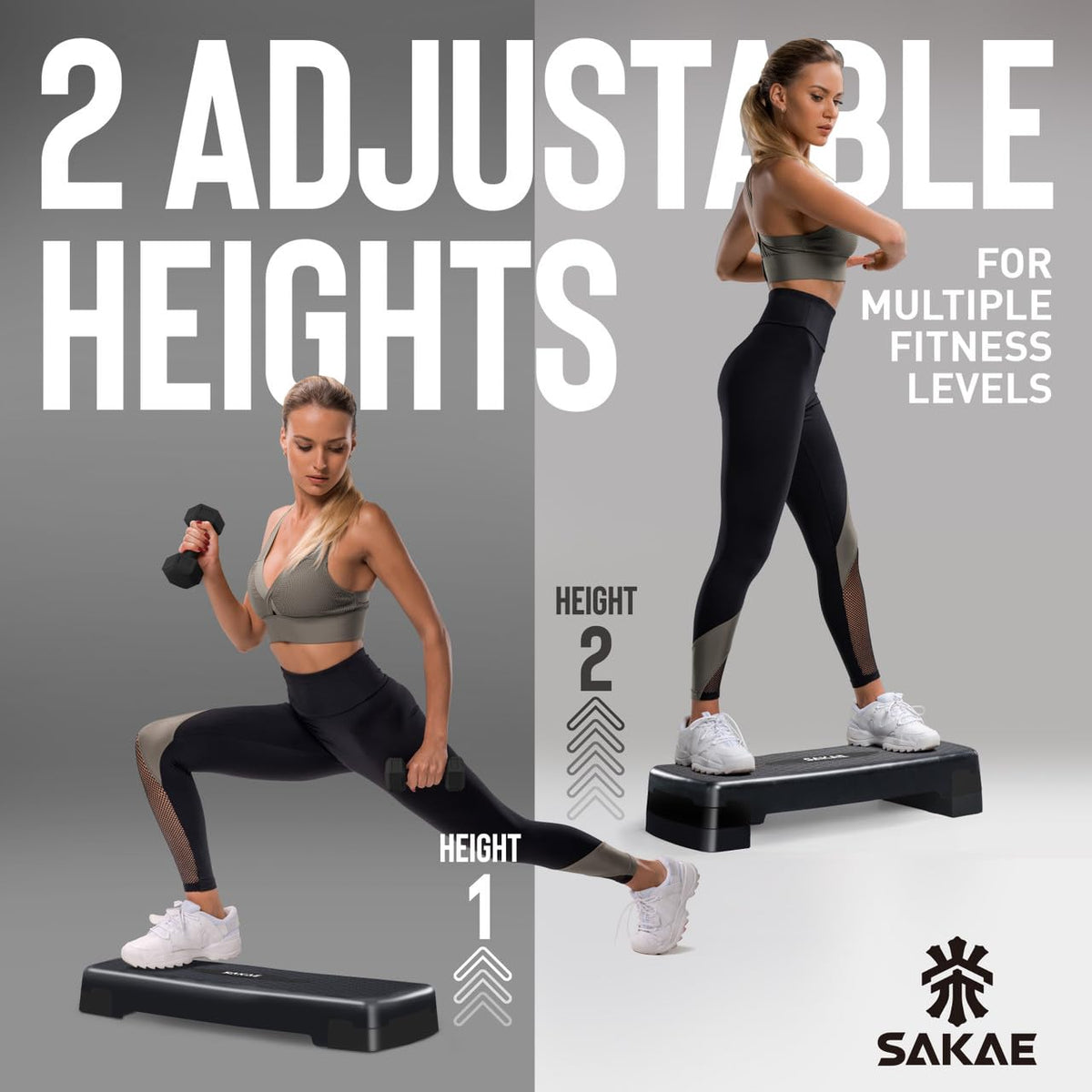 Adjustable Aerobic Stepper Kit with Dumbbells & Kettlebell & Weightlifting Belt & Measuring Tape S737