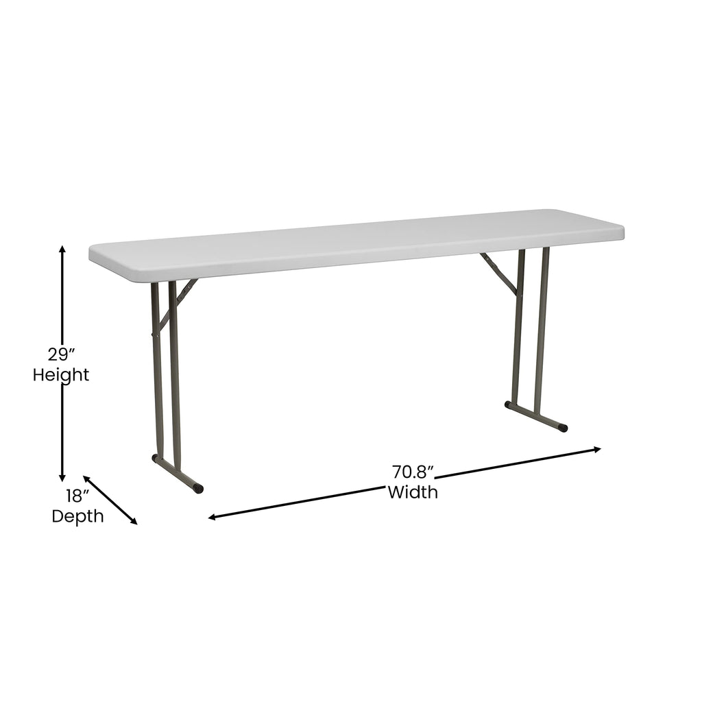 6-Foot White Plastic Folding Training Table P330969