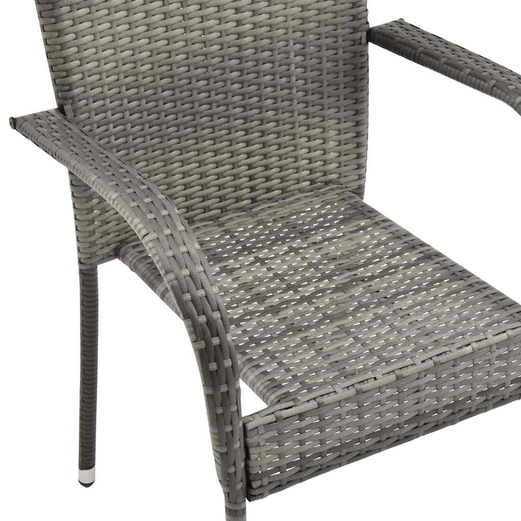 Grey Poly Rattan Stacking Patio Chairs T32058