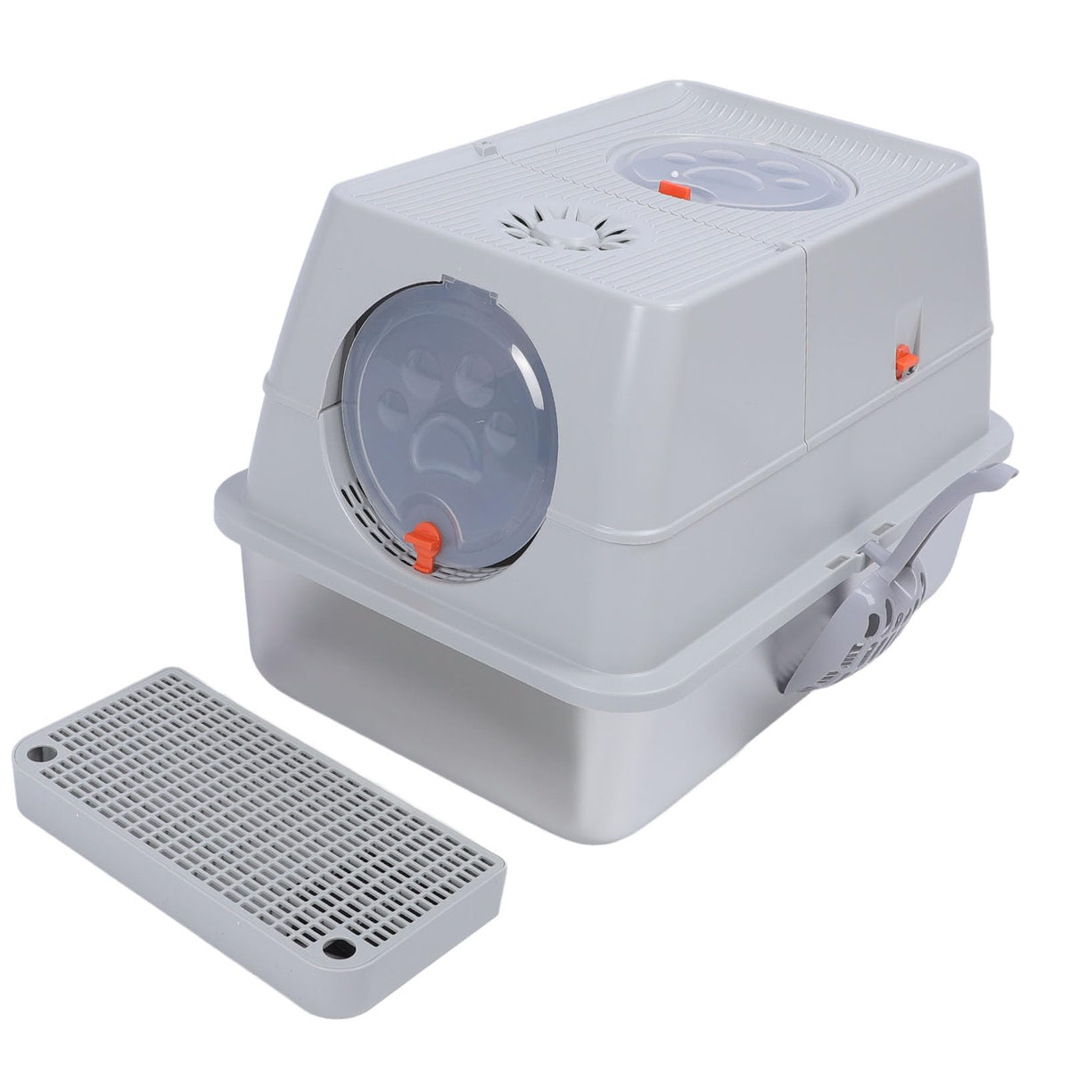 Enclosed Stainless Steel Litter Box with Flip Top Lid W654