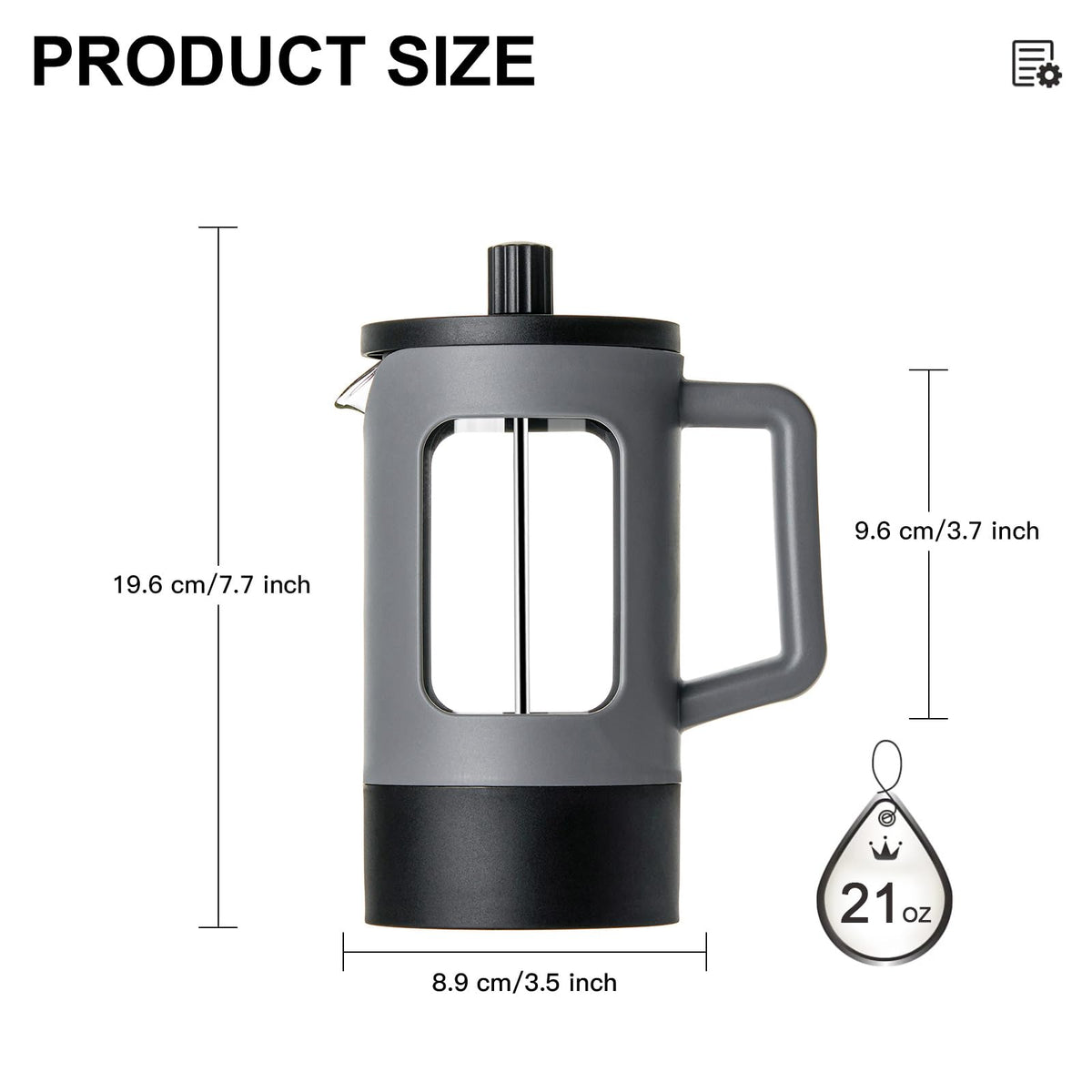 21 oz Heat-resistant Borosilicate Glass French Press Coffee Maker V275