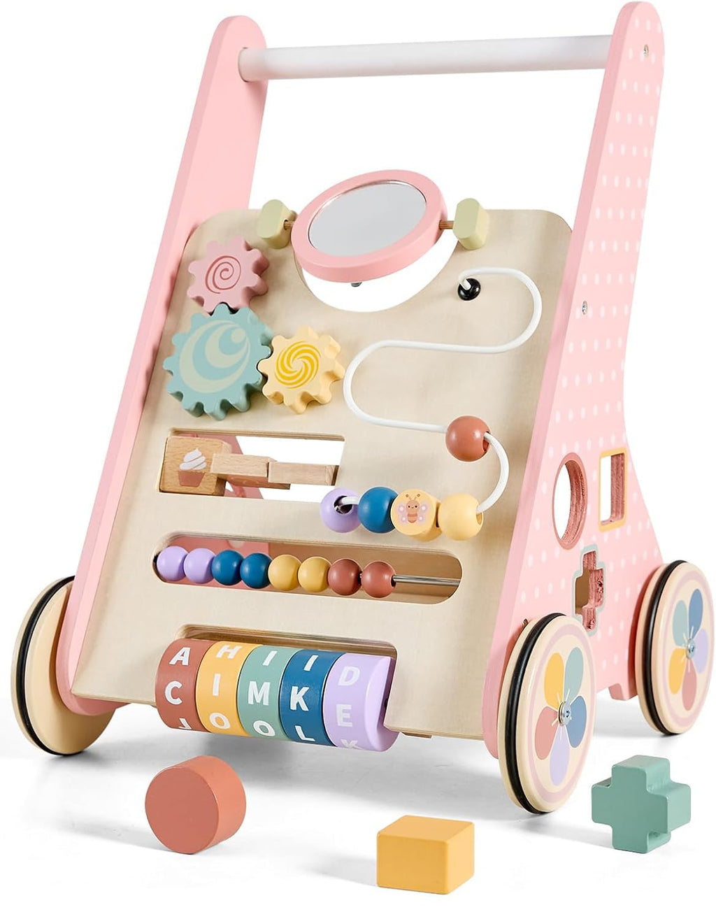 Pink Wooden Baby Walker X436461