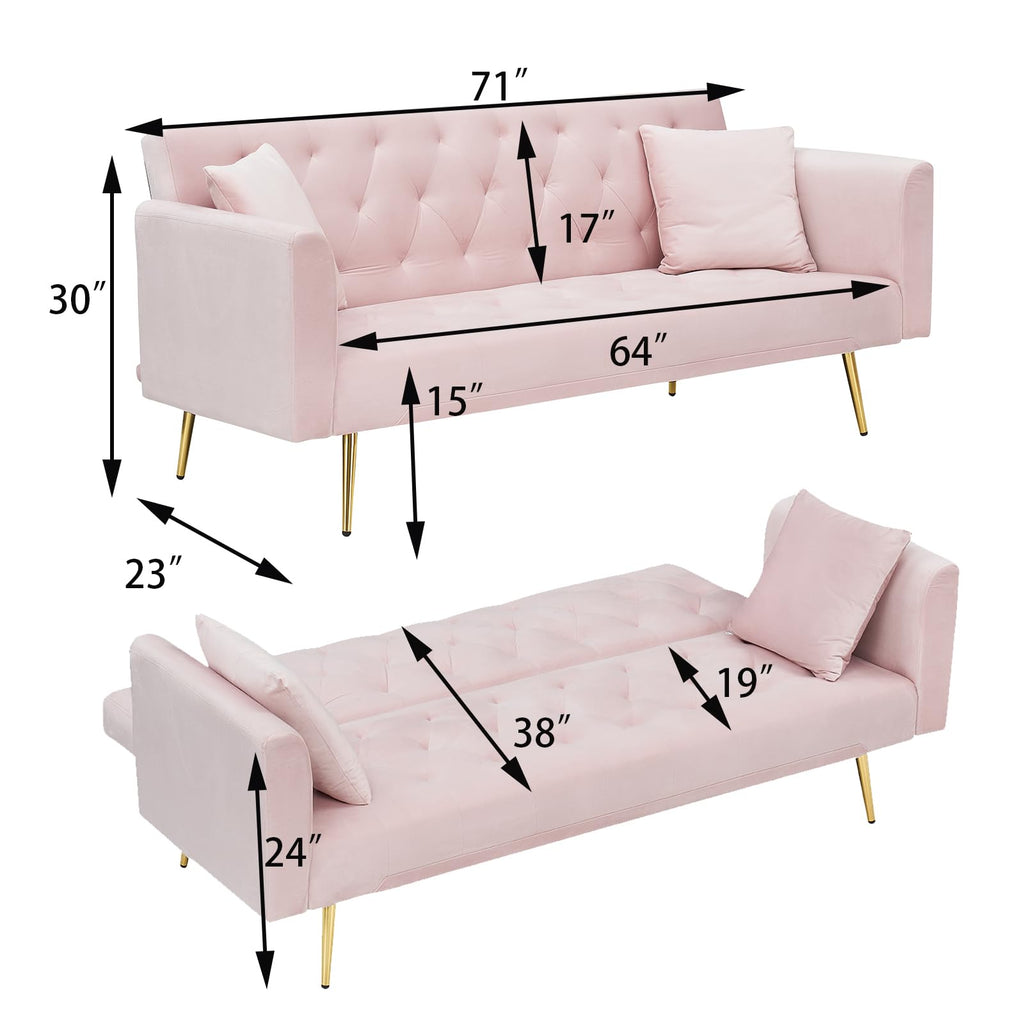 71" Velvet Convertible Sofa Bed X34984