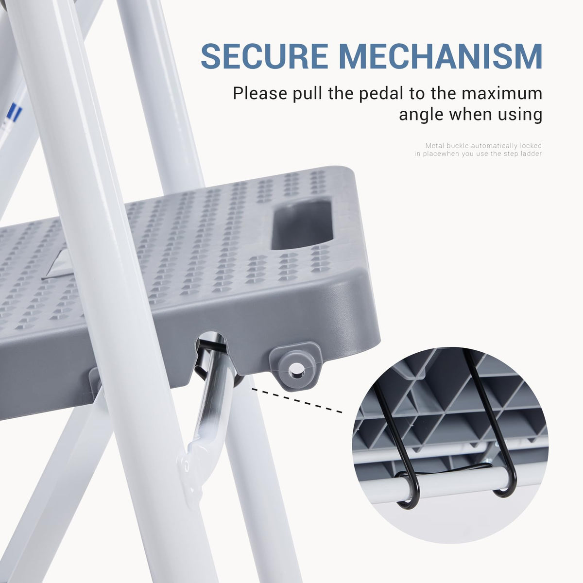 3 Step Ladder with Anti-Slip Pedal and Handrail, 800lbs, Grey D479