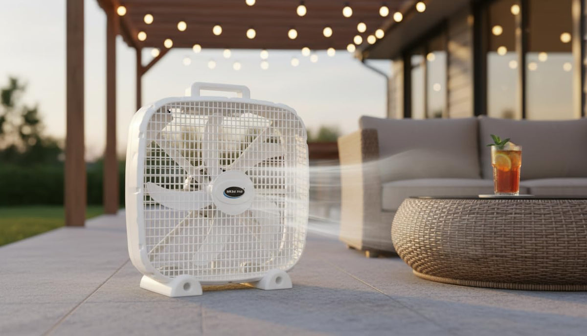 3-Speed Box Fan with Carry Handle, 5 Blades, 20-Inch, White D54288
