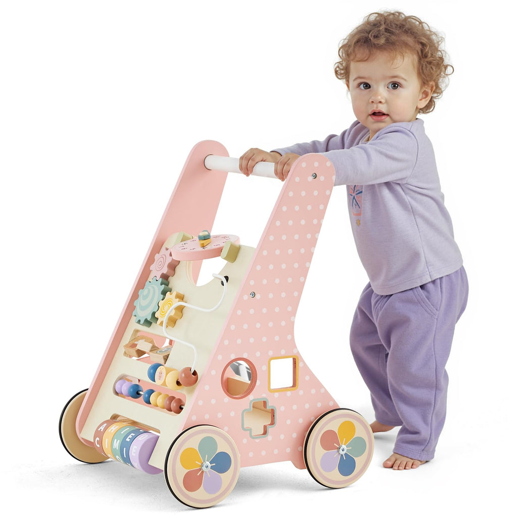Pink Wooden Baby Walker X436461