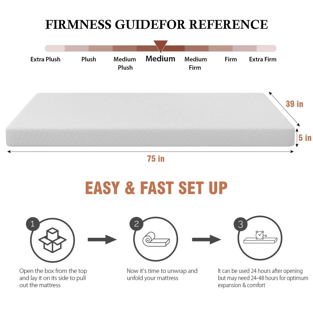 5 Inch Twin Gel Memory Foam Mattress E693809
