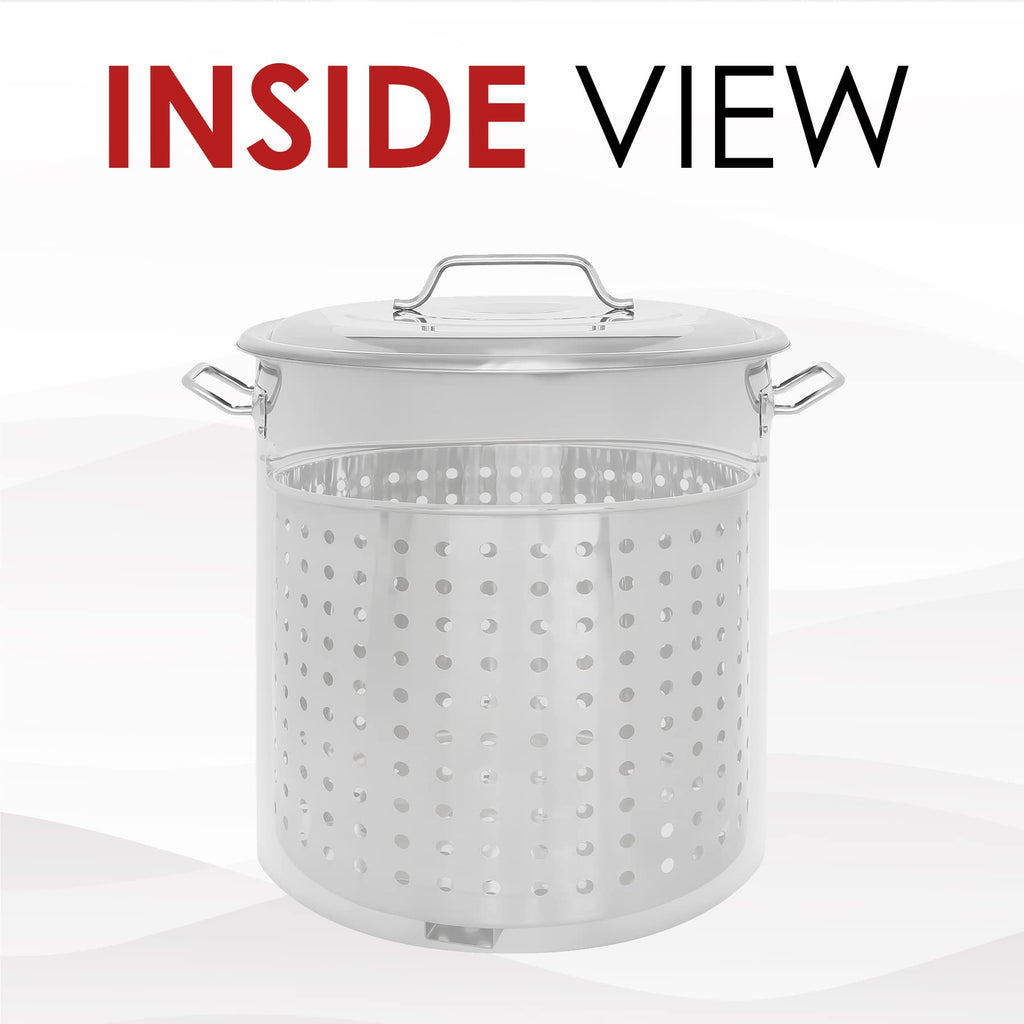 Stainless Steel 40 QT Stock Pot with Steamer Basket and Propane Burner M64280