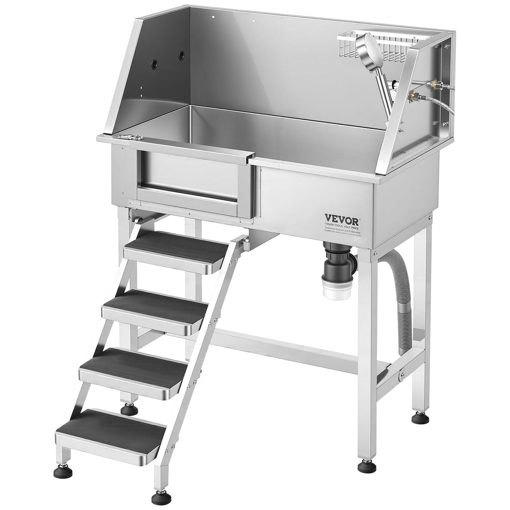 34" Stainless Steel Dog Washing Station with Shower Faucet D8024