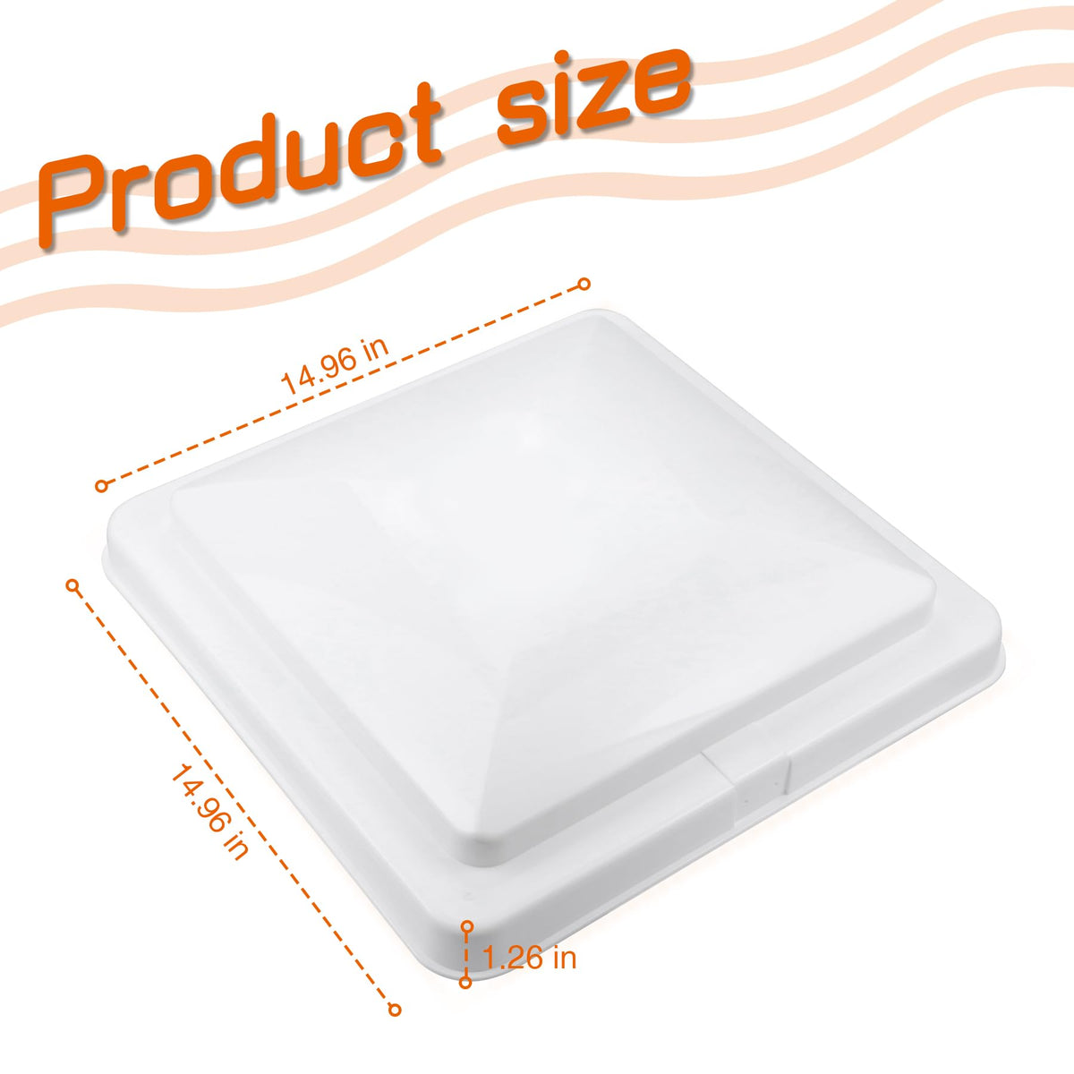 14" White Plastic Square RV Roof Vent Cover V4416