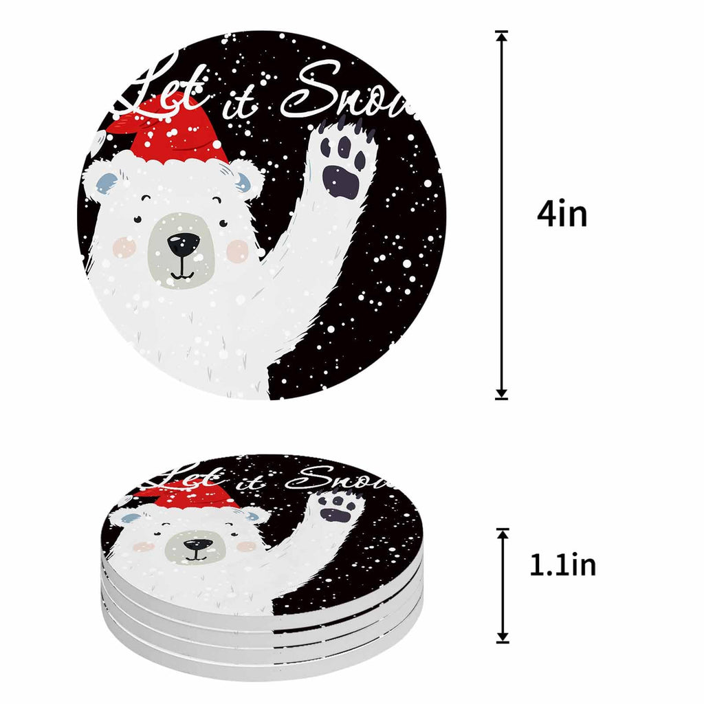 Set of 4 Absorbent Ceramic Stone Coasters with Cork Base E7938