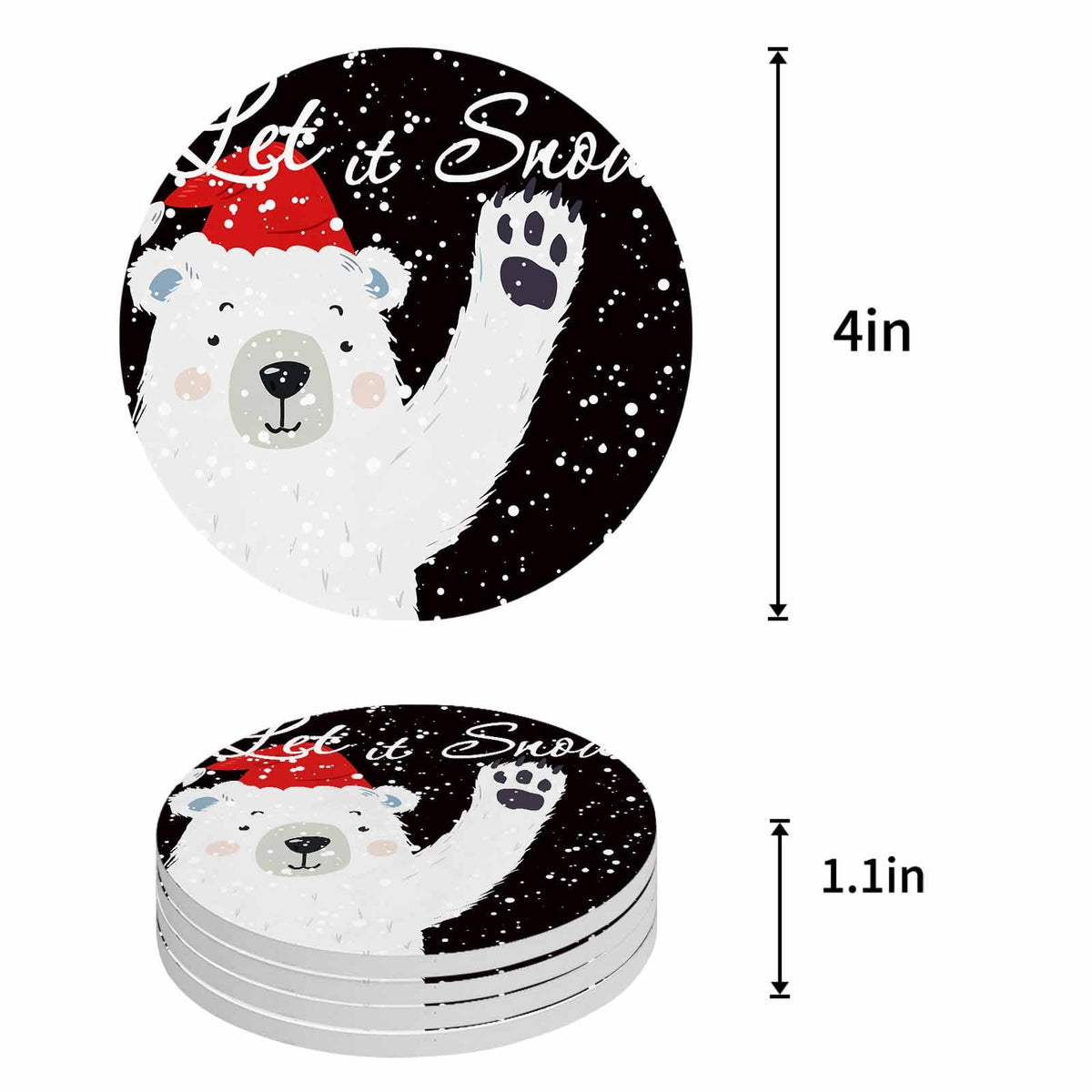 Set of 4 Absorbent Ceramic Stone Coasters with Cork Base E7938