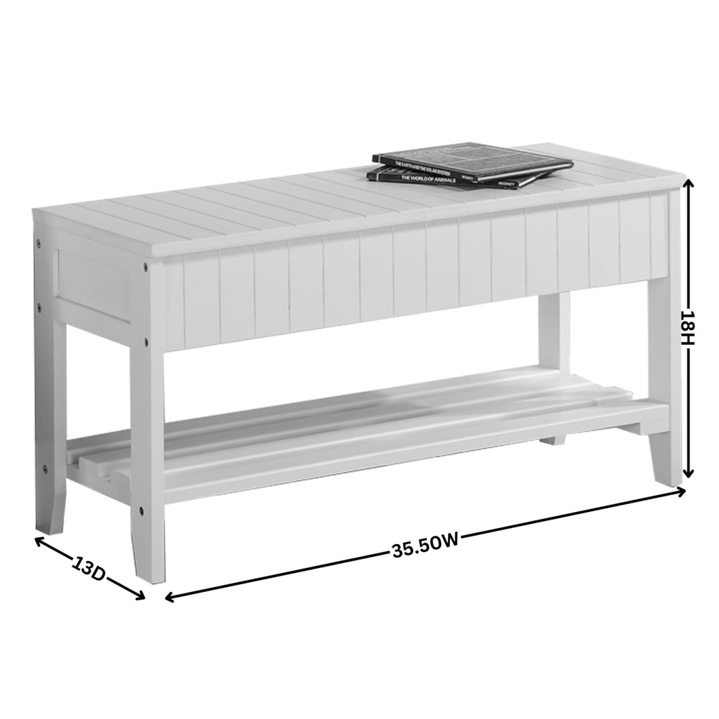Solid Wood Shoe Bench with Storage G866106