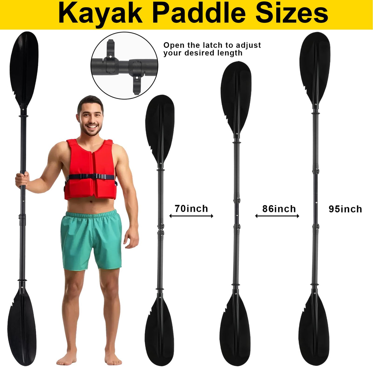 Telescoping Kayak Paddle Black 94inch X163216