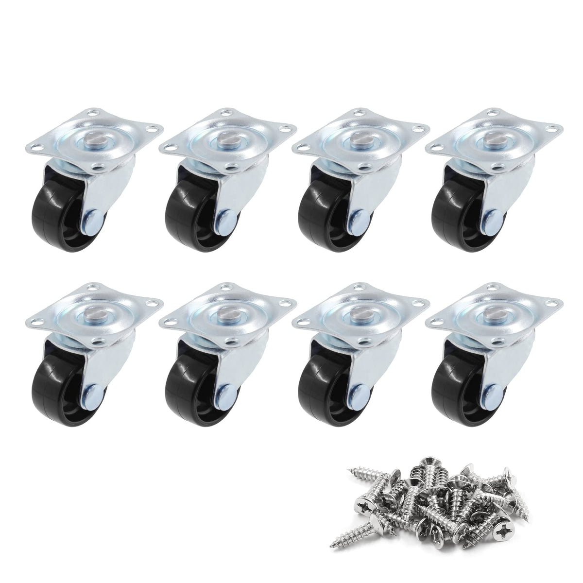 1 inch Swivel Caster Wheels Rubber Base, 8pcs A6493