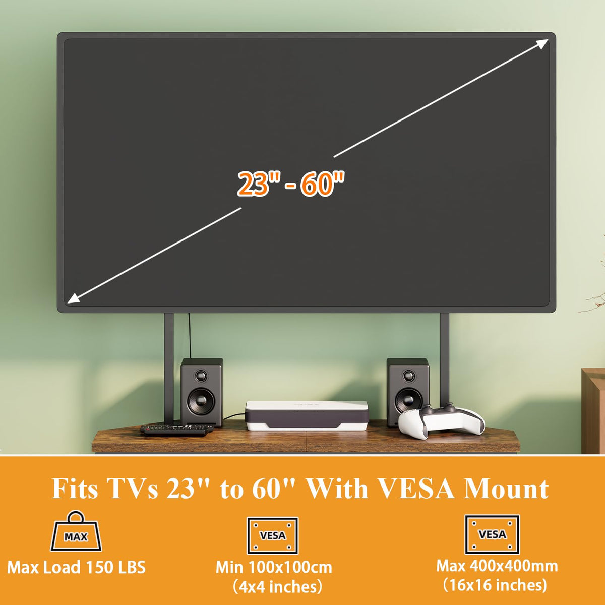 23" to 60" Corner TV Stand with Mount and Storage Shelves C9782
