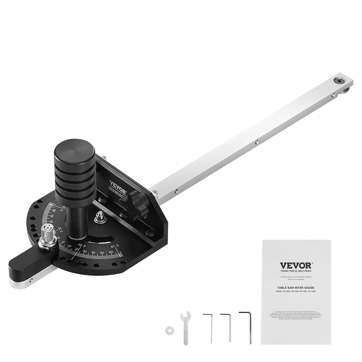 Precision Miter Gauge, 3/4'' x 3/8'', Aluminum Alloy Table Saw Miter Gauge with 15 Angle Stops J865
