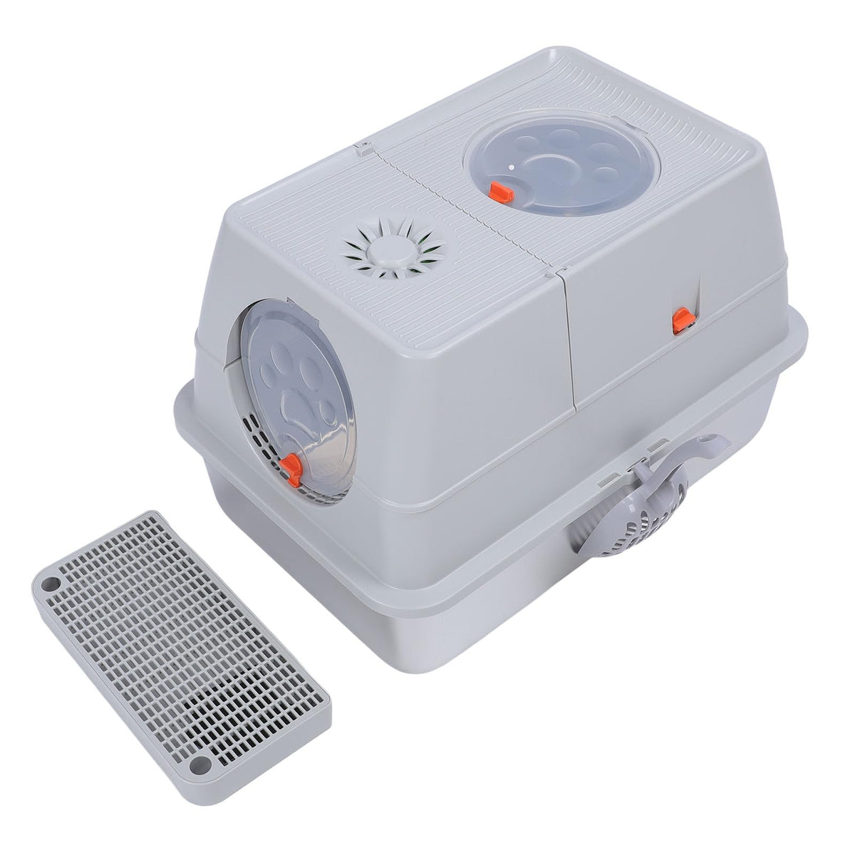 Enclosed Stainless Steel Litter Box with Flip Top Lid W654