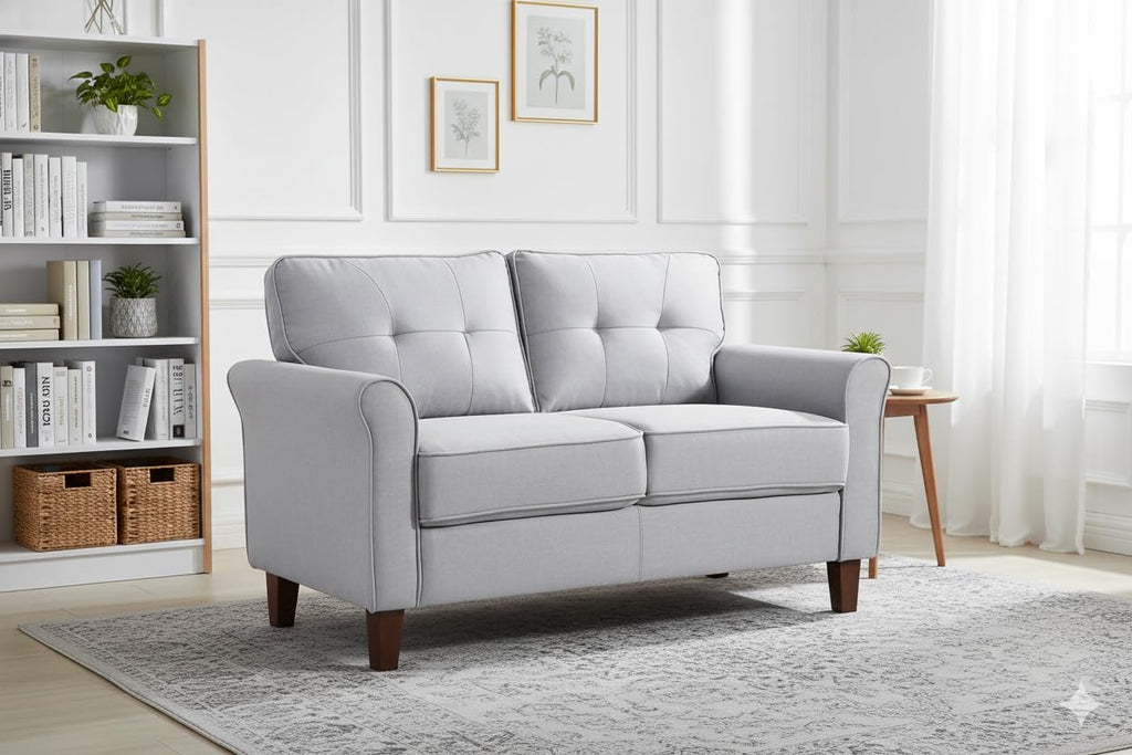 Light Gray Tufted Upholstered Loveseat Sofa L23323