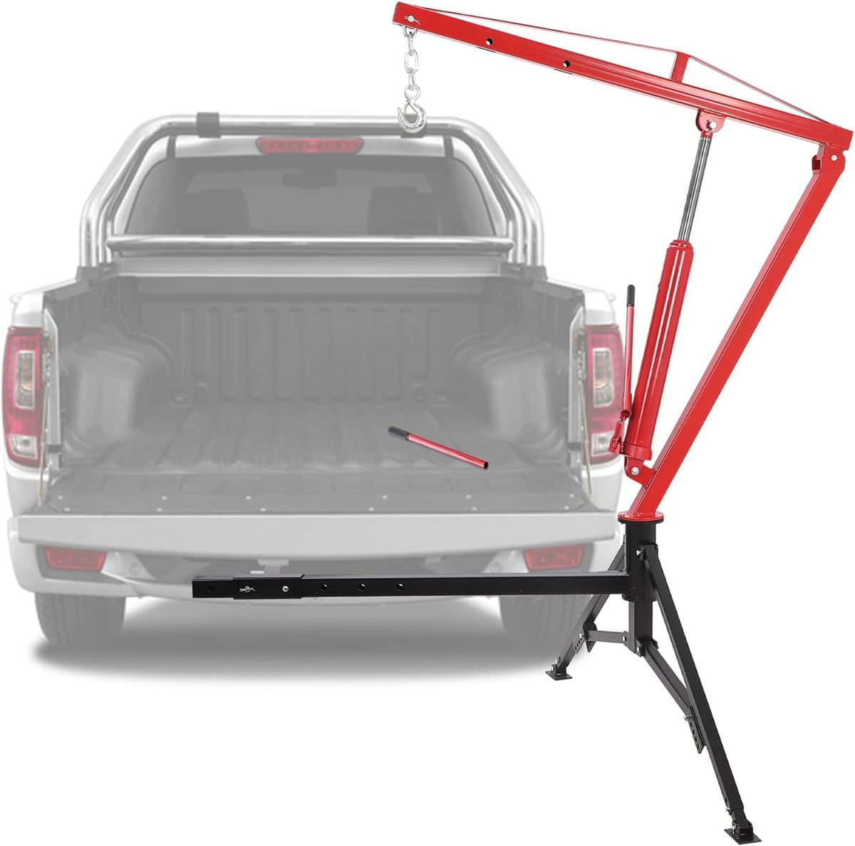 Hydraulic Pickup Truck Crane, 1000 Lbs Capacity, 360° Swivel, Red M485029