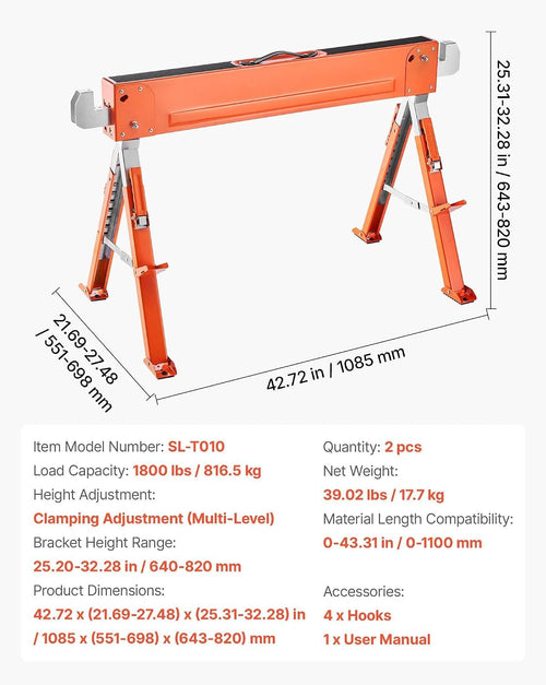 2-Pack Adjustable Folding Saw Horses C762954