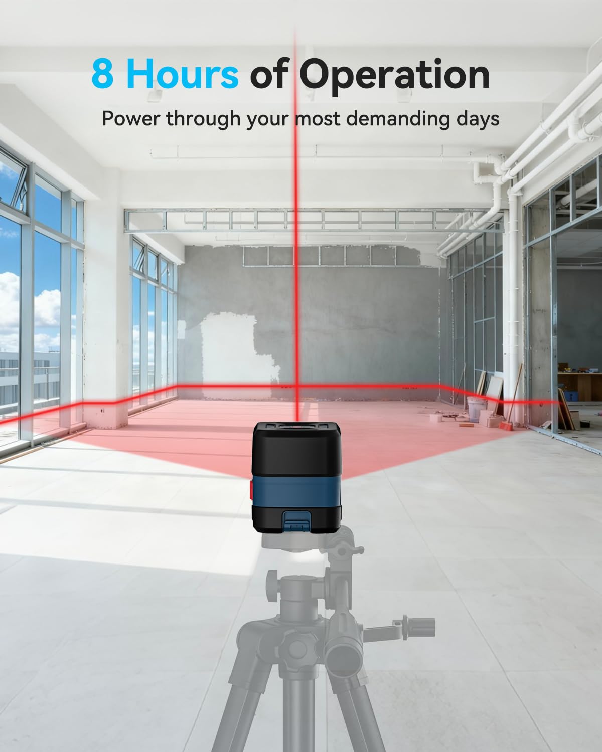 Cross Line Laser Level with Self-Leveling, Vertical and Horizontal Line, 360 Degree, Carrying Pouch, Battery Included C19135