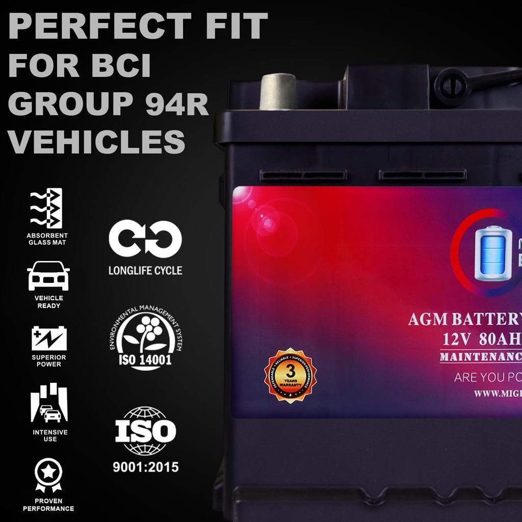 12V 80AH 850 CCA Replacement Battery M371