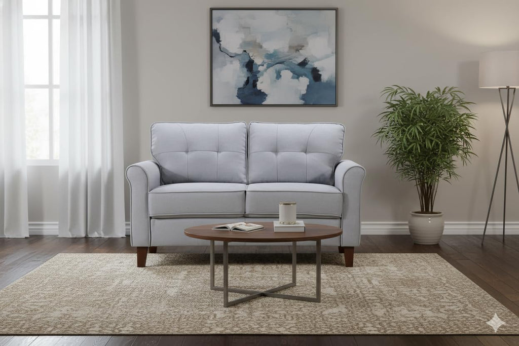 Light Gray Tufted Upholstered Loveseat Sofa L23323