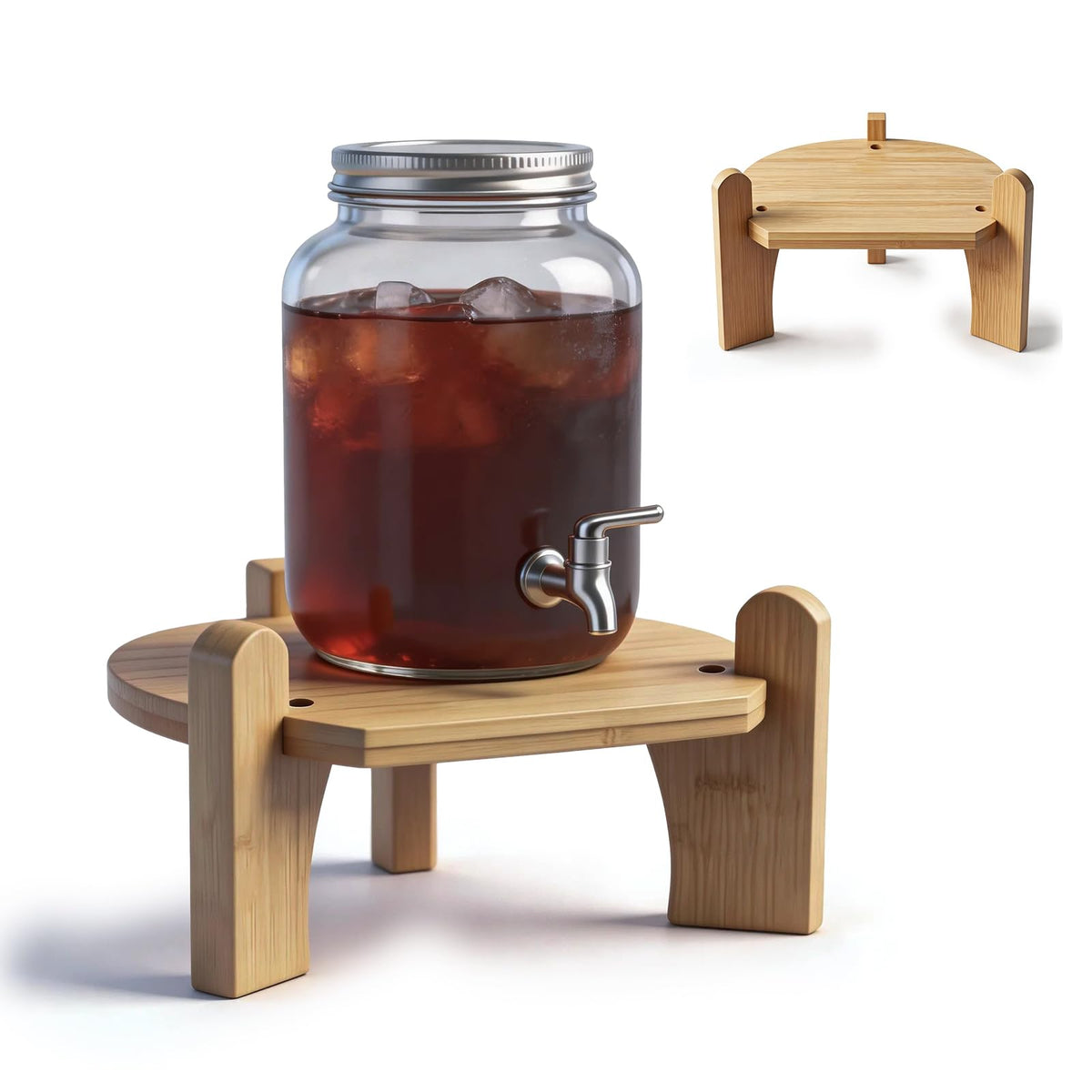 Beverage Dispenser with Bamboo Stand N5356